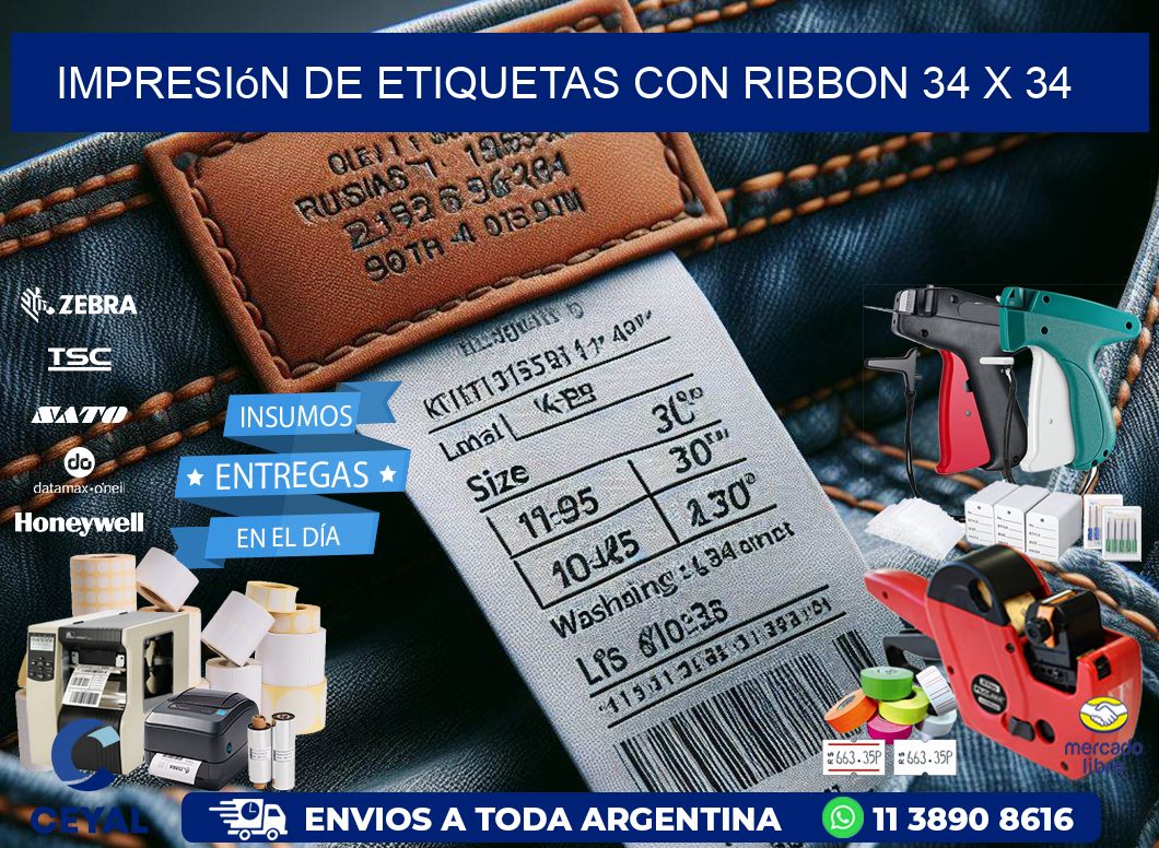 impresión de etiquetas con ribbon 34 x 34