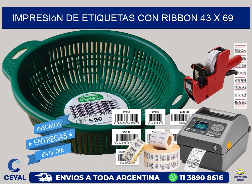 impresión de etiquetas con ribbon 43 x 69