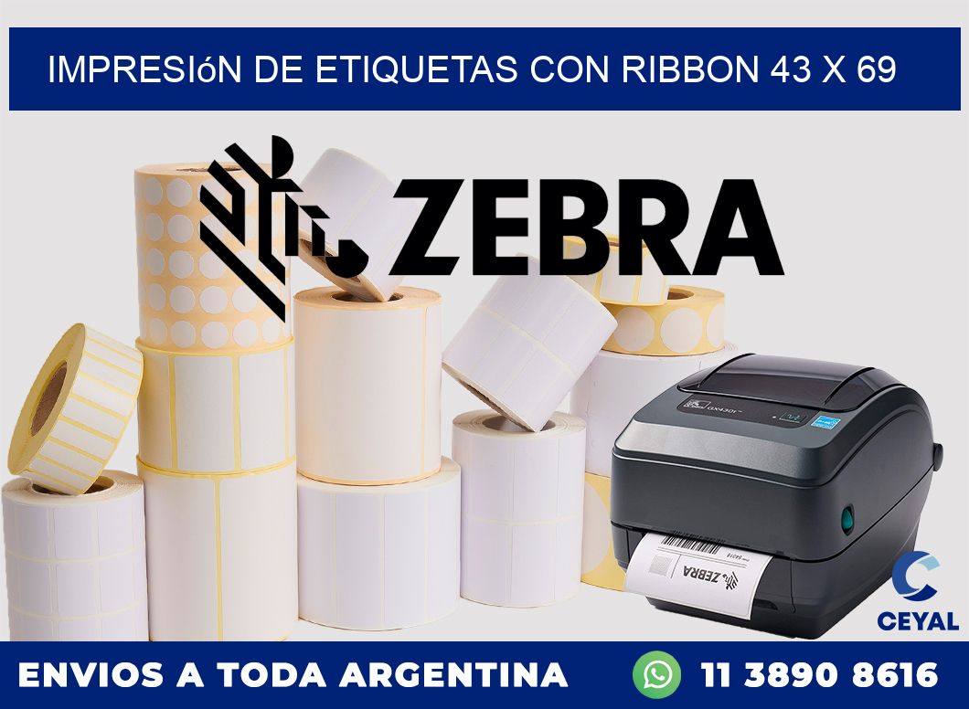impresión de etiquetas con ribbon 43 x 69