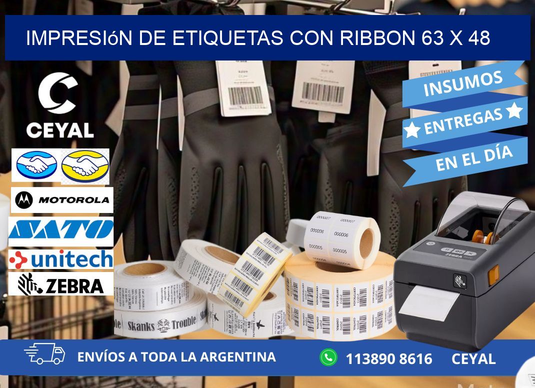 impresión de etiquetas con ribbon 63 x 48