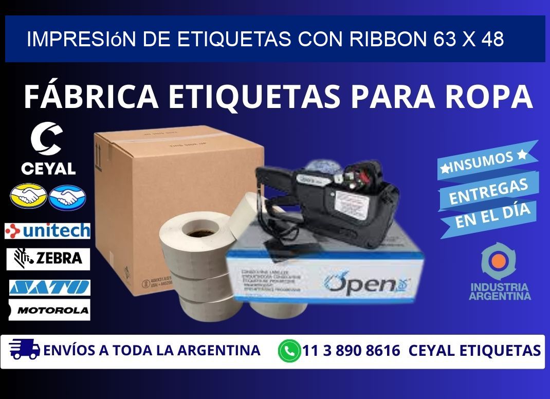 impresión de etiquetas con ribbon 63 x 48