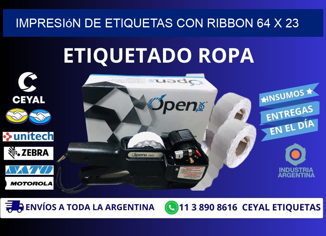 impresión de etiquetas con ribbon 64 x 23