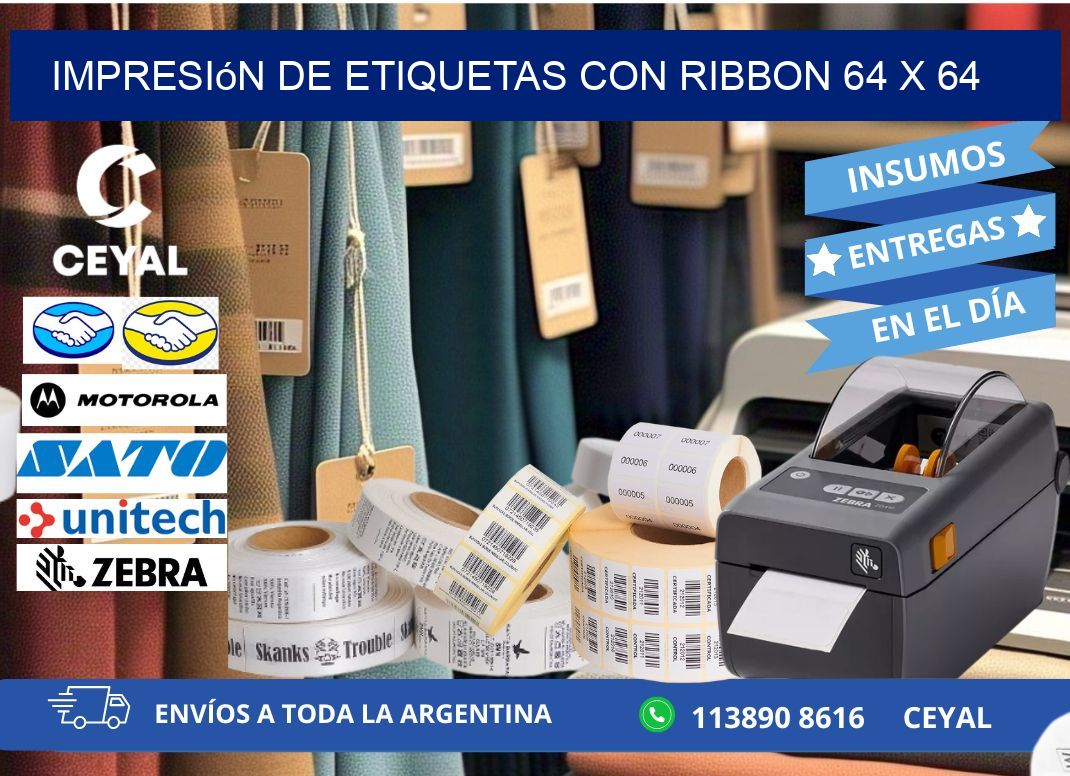 impresión de etiquetas con ribbon 64 x 64