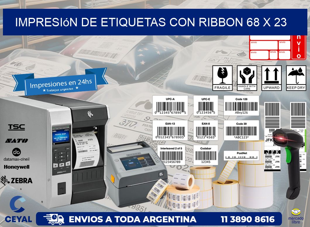 impresión de etiquetas con ribbon 68 x 23