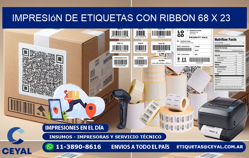 impresión de etiquetas con ribbon 68 x 23