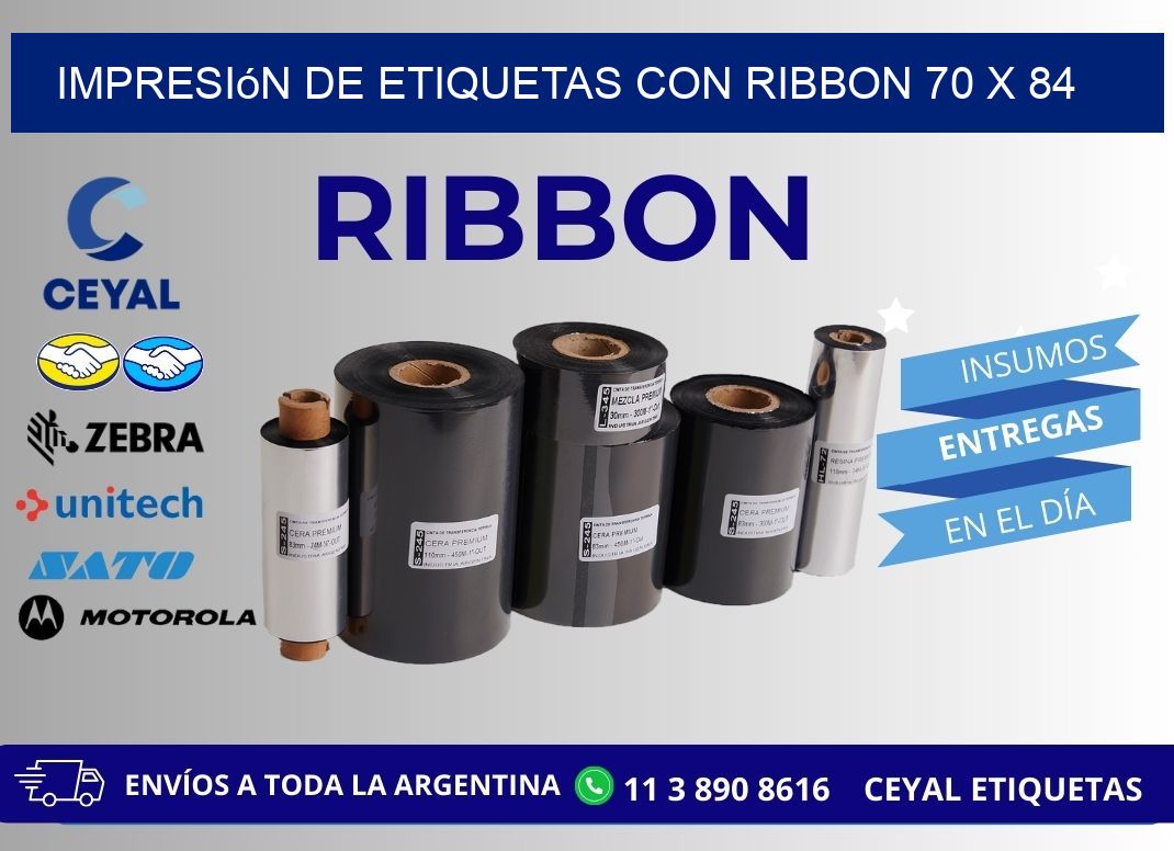 impresión de etiquetas con ribbon 70 x 84