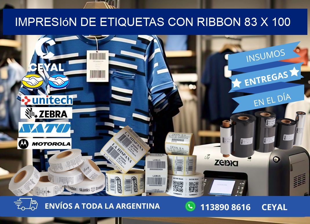 impresión de etiquetas con ribbon 83 x 100