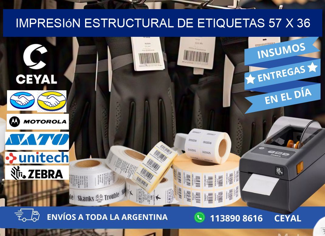 impresión estructural de etiquetas 57 x 36