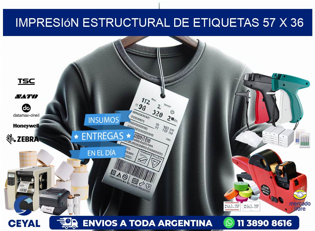 impresión estructural de etiquetas 57 x 36