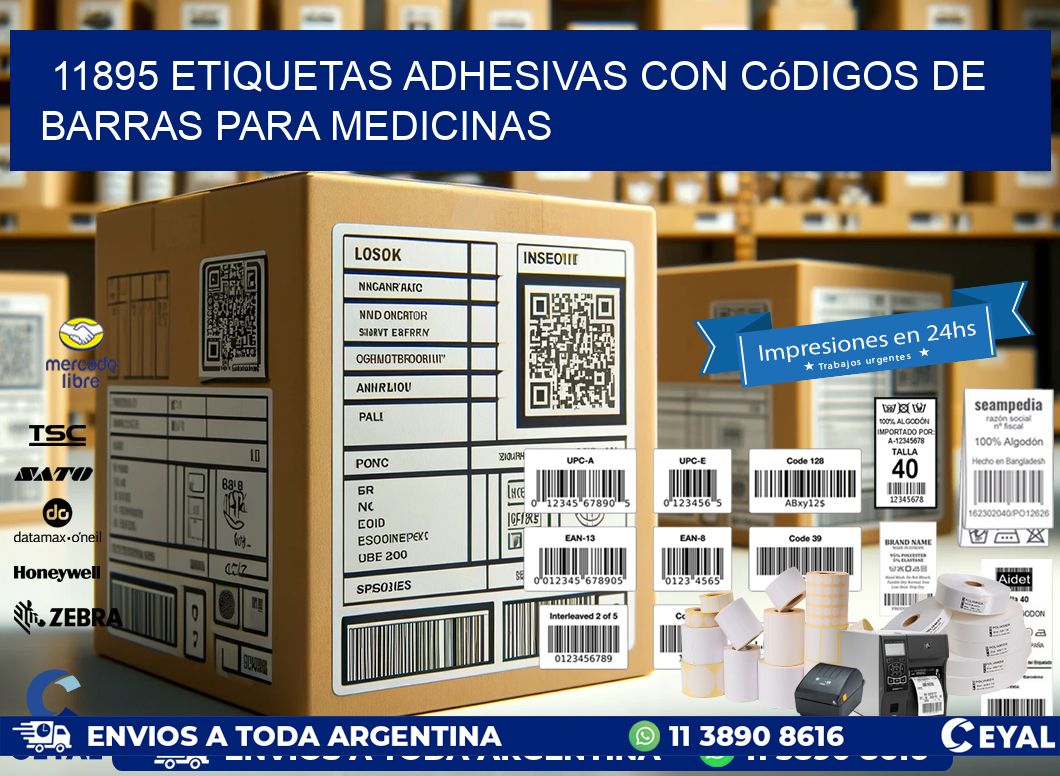 11895 etiquetas adhesivas con códigos de barras para medicinas