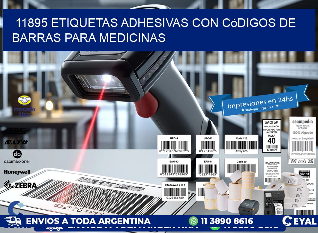 11895 etiquetas adhesivas con códigos de barras para medicinas