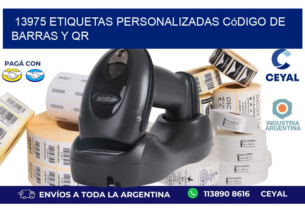 13975 etiquetas personalizadas código de barras y QR