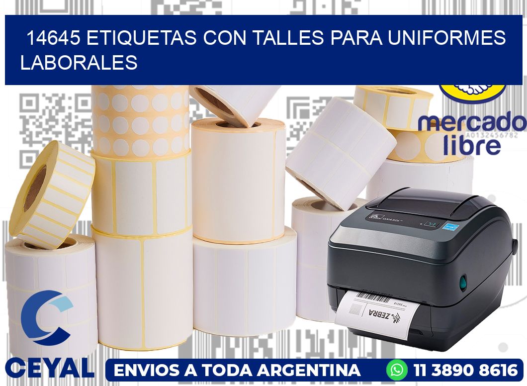 14645 etiquetas con talles para uniformes laborales