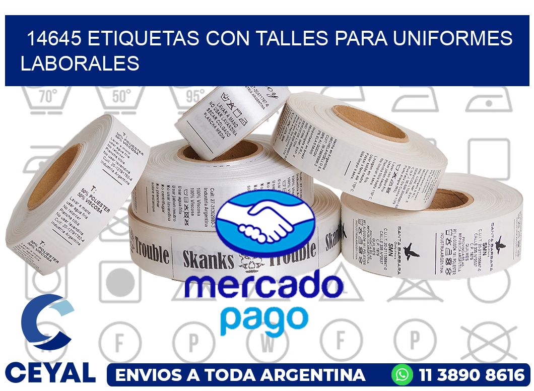 14645 etiquetas con talles para uniformes laborales
