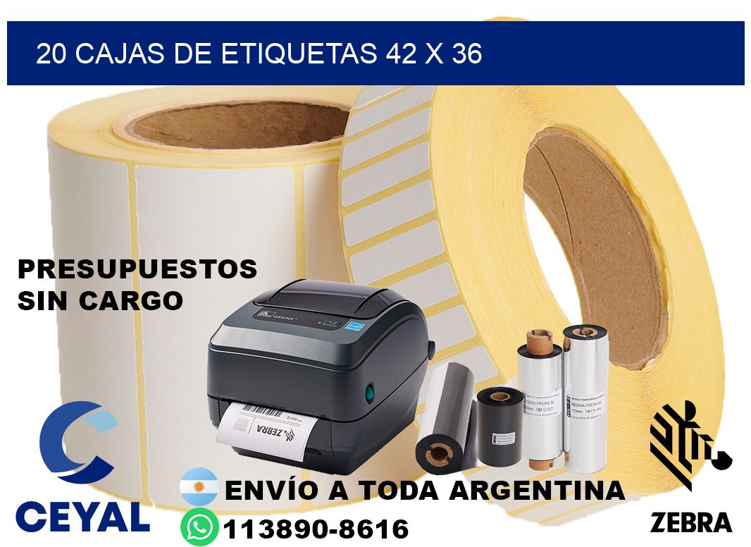 20 cajas de etiquetas 42 x 36