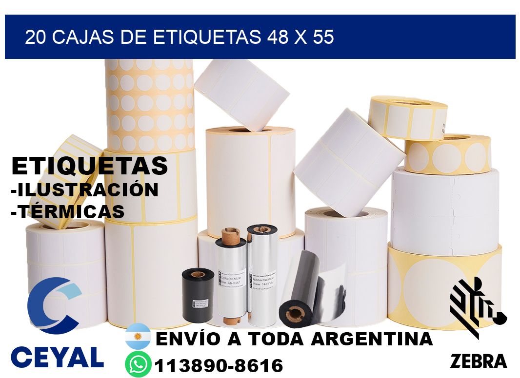 20 cajas de etiquetas 48 x 55