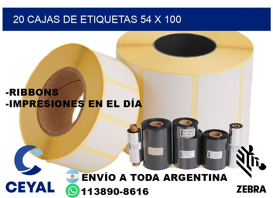 20 cajas de etiquetas 54 x 100