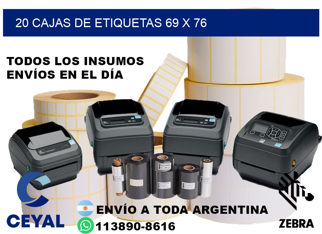 20 cajas de etiquetas 69 x 76
