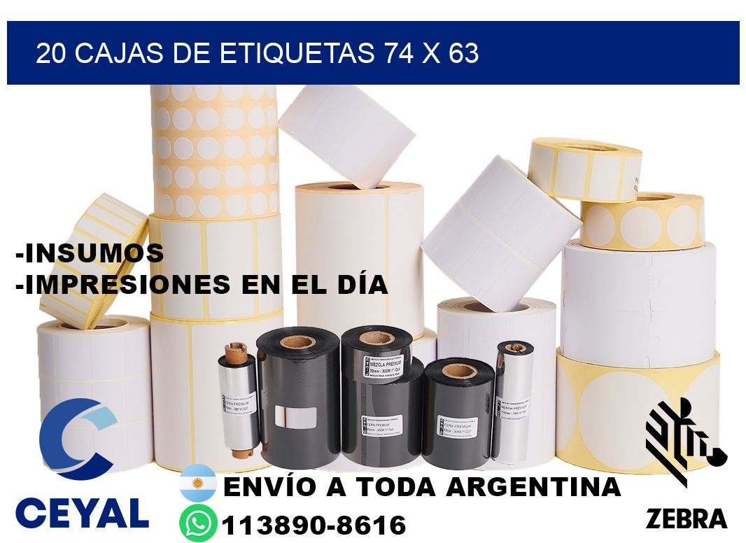 20 cajas de etiquetas 74 x 63