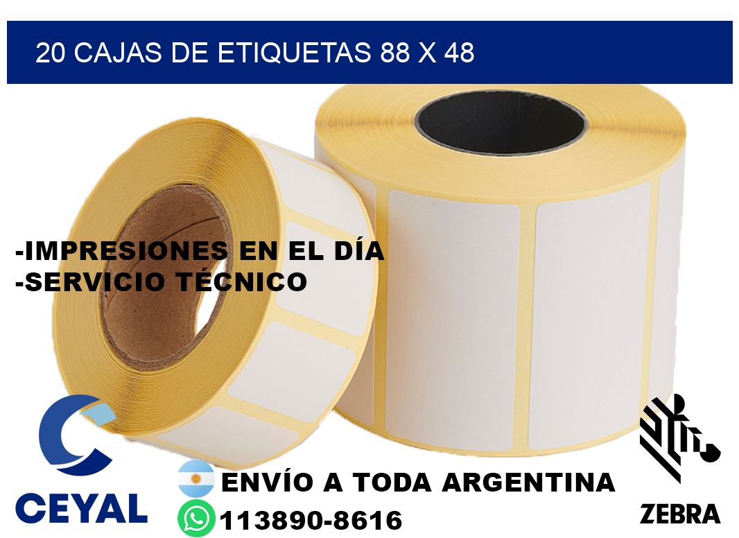 20 cajas de etiquetas 88 x 48