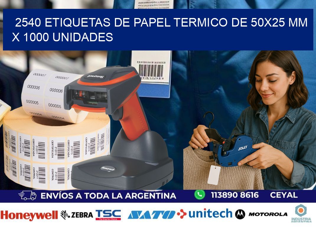 2540 Etiquetas De Papel Termico De 50x25 Mm X 1000 Unidades
