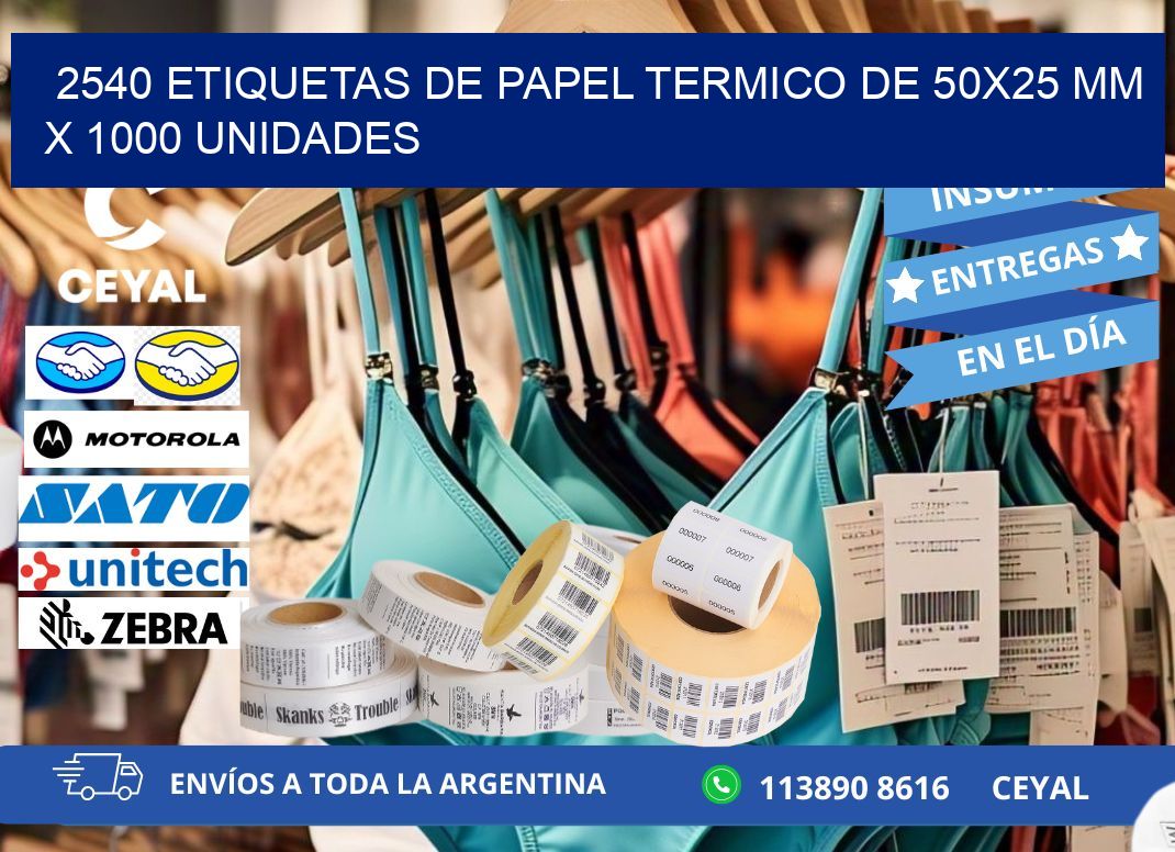 2540 Etiquetas De Papel Termico De 50x25 Mm X 1000 Unidades