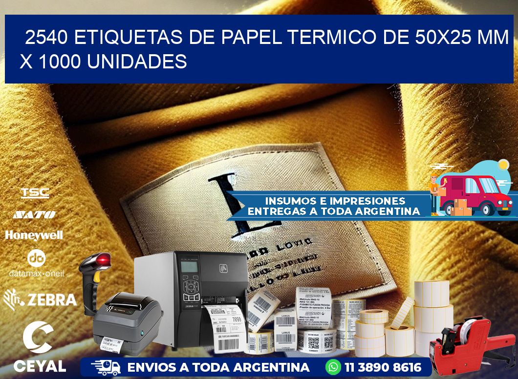 2540 Etiquetas De Papel Termico De 50x25 Mm X 1000 Unidades
