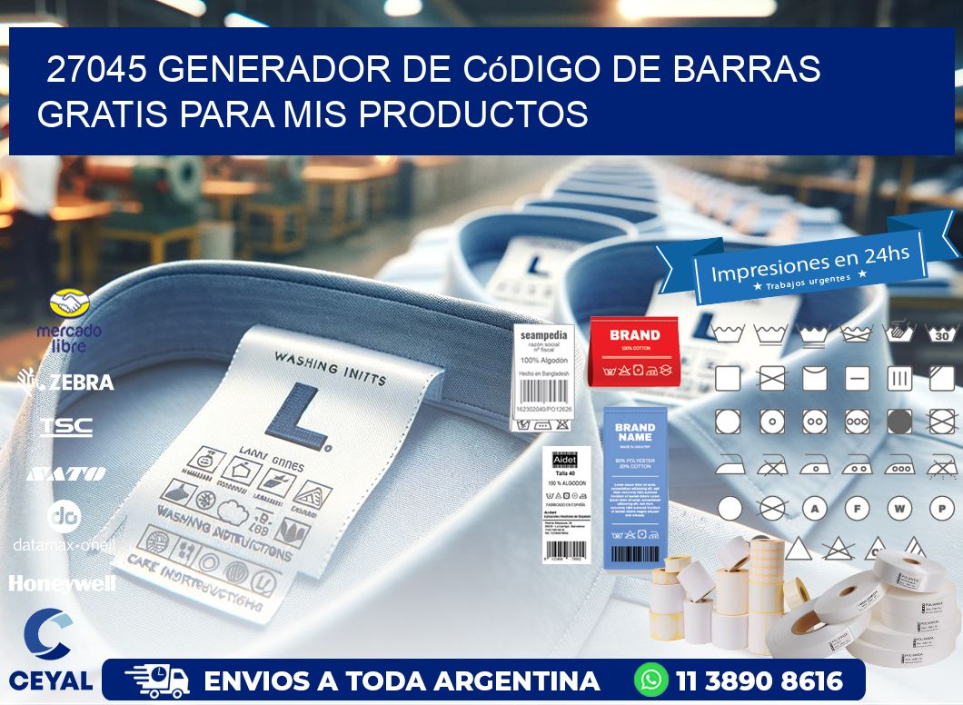 27045 Generador de código de barras gratis para mis productos
