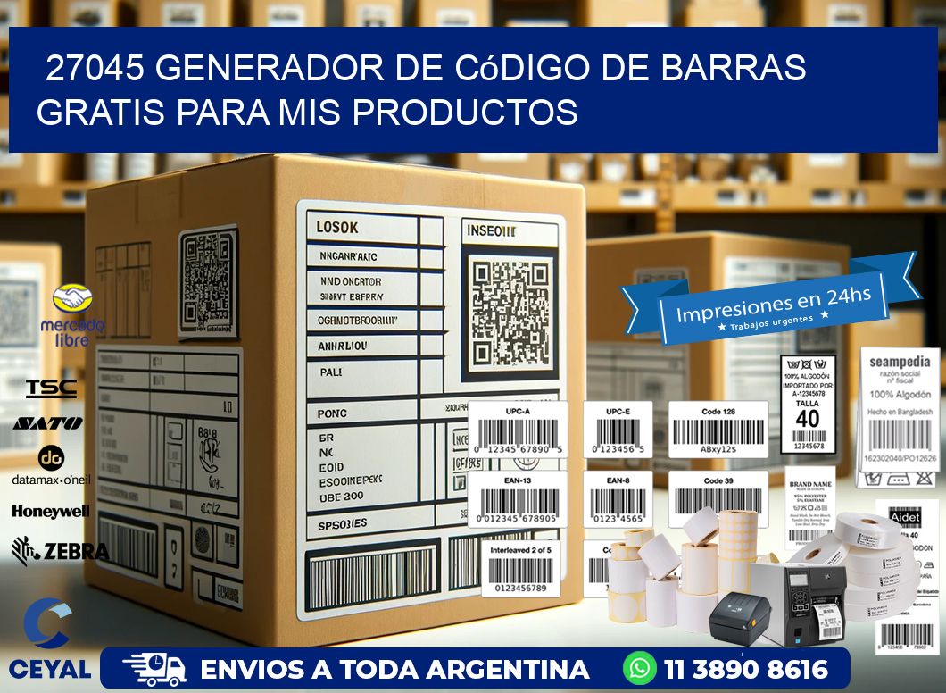 27045 Generador de código de barras gratis para mis productos