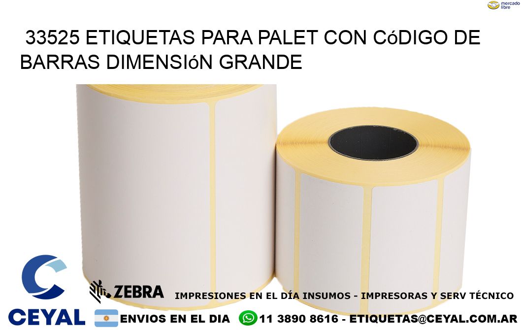 33525 etiquetas para palet con código de barras dimensión grande