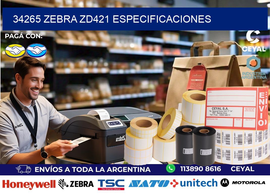 34265 Zebra ZD421 especificaciones
