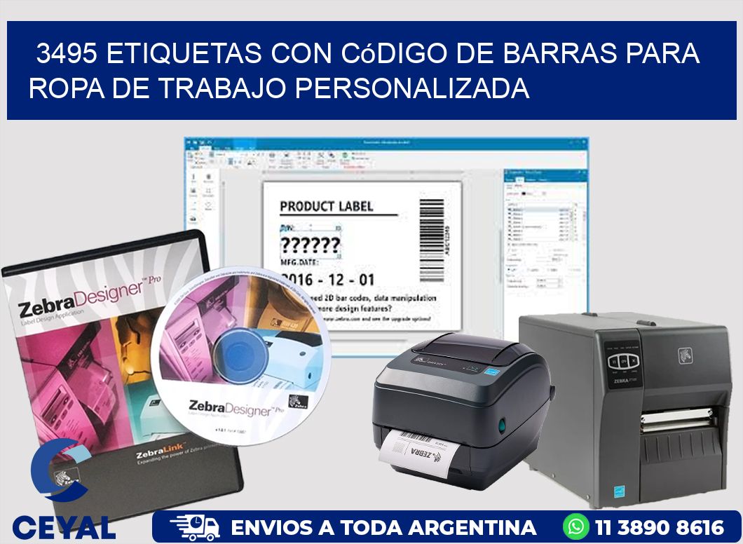 3495 Etiquetas con código de barras para ropa de trabajo personalizada