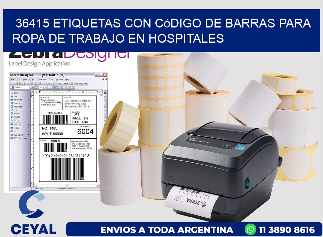 36415 Etiquetas con código de barras para ropa de trabajo en hospitales