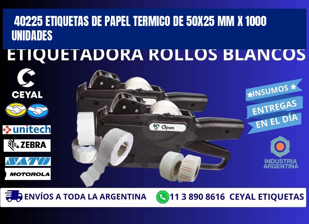 40225 Etiquetas De Papel Termico De 50x25 Mm X 1000 Unidades