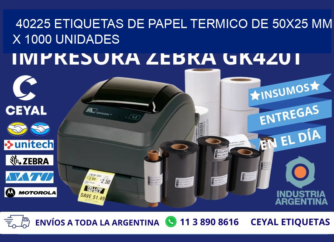 40225 Etiquetas De Papel Termico De 50x25 Mm X 1000 Unidades