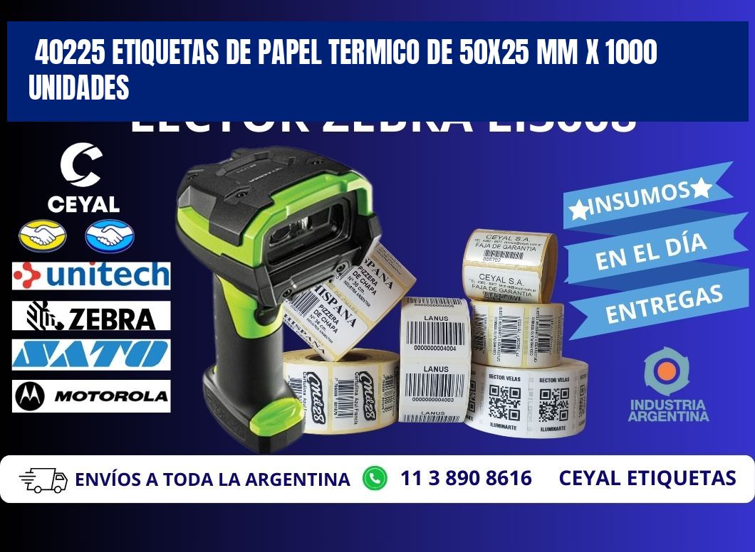 40225 Etiquetas De Papel Termico De 50x25 Mm X 1000 Unidades