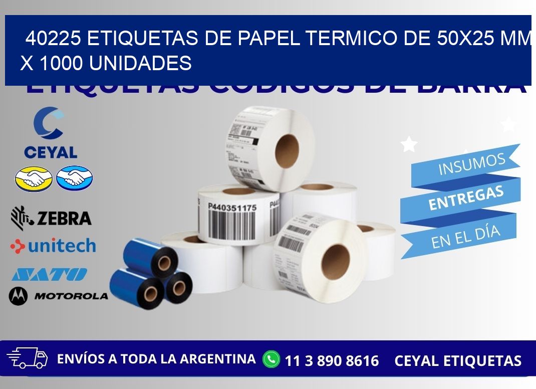 40225 Etiquetas De Papel Termico De 50x25 Mm X 1000 Unidades