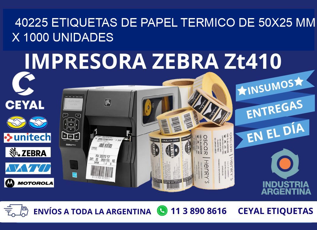 40225 Etiquetas De Papel Termico De 50×25 Mm X 1000 Unidades
