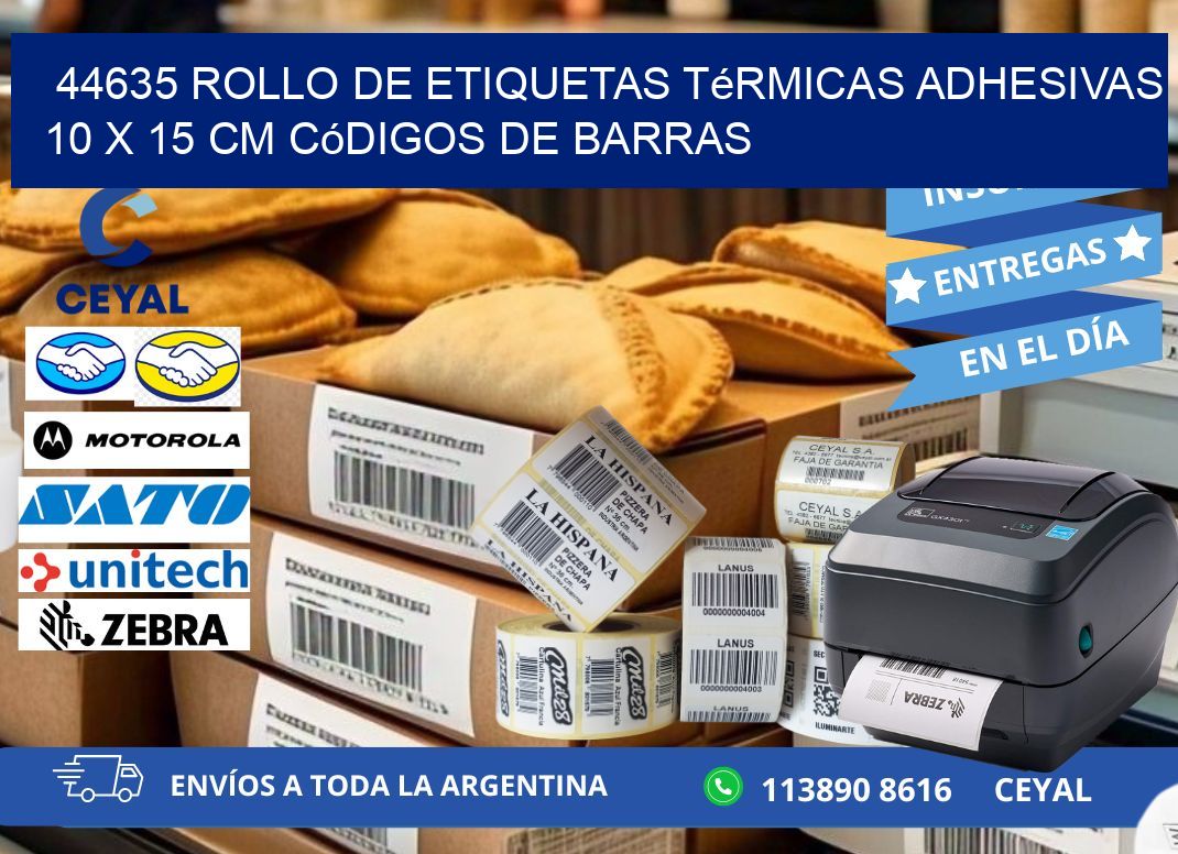 44635 Rollo de Etiquetas Térmicas Adhesivas 10 x 15 cm Códigos de Barras