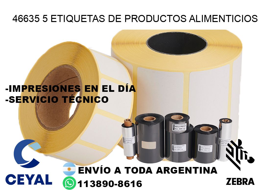 46635 5 etiquetas de productos alimenticios