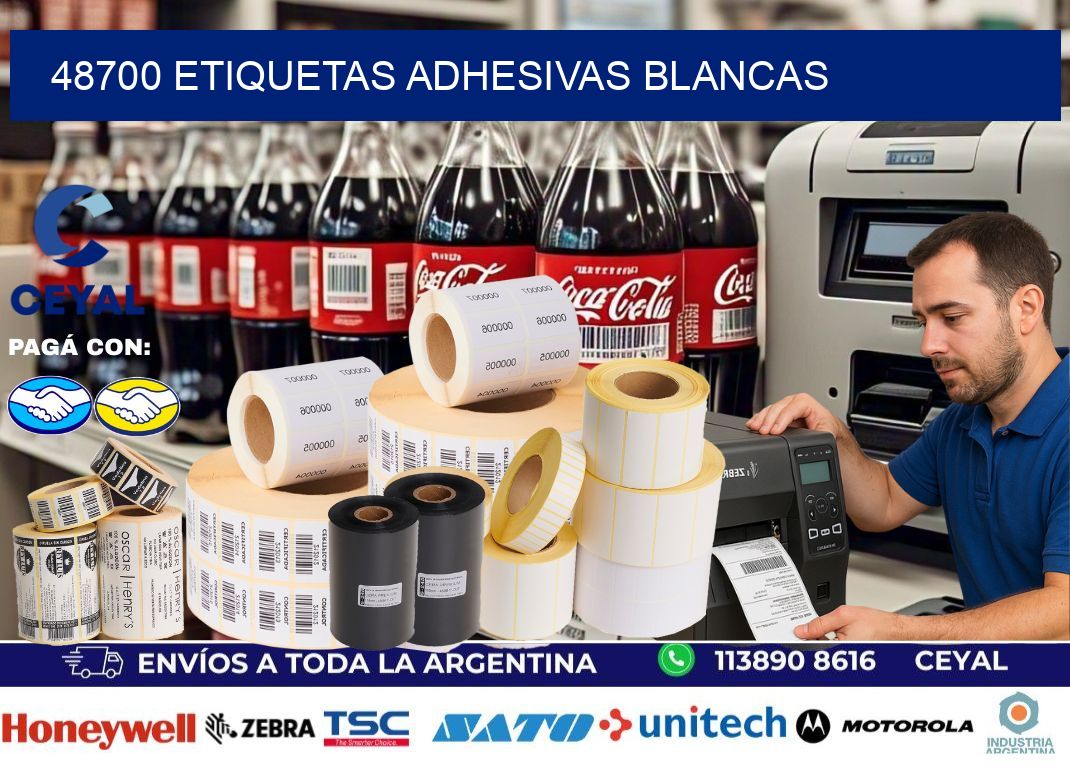 48700 etiquetas adhesivas blancas