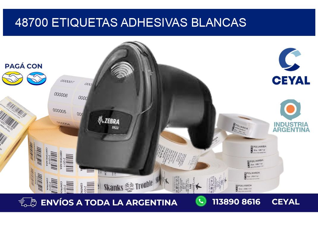 48700 etiquetas adhesivas blancas