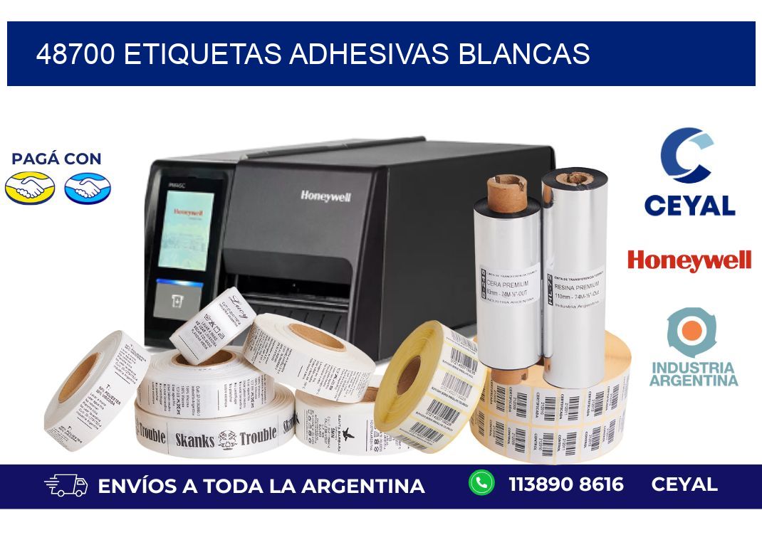 48700 etiquetas adhesivas blancas