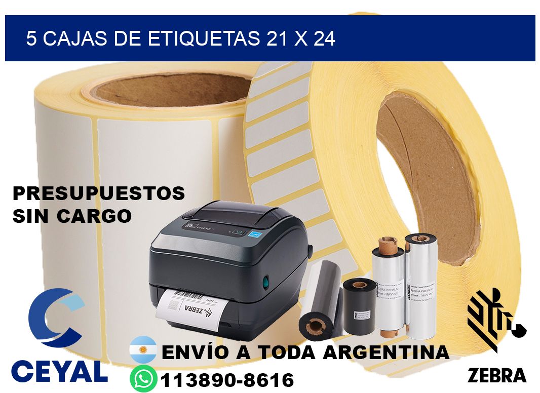 5 cajas de etiquetas 21 x 24