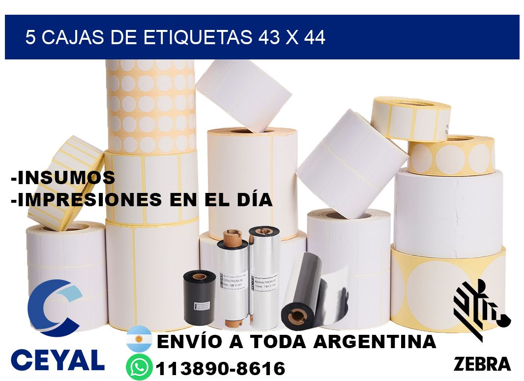 5 cajas de etiquetas 43 x 44