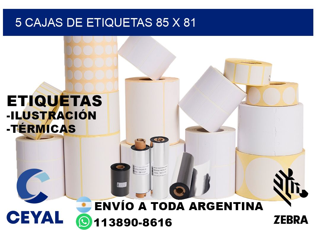 5 cajas de etiquetas 85 x 81