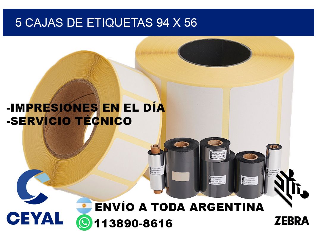 5 cajas de etiquetas 94 x 56