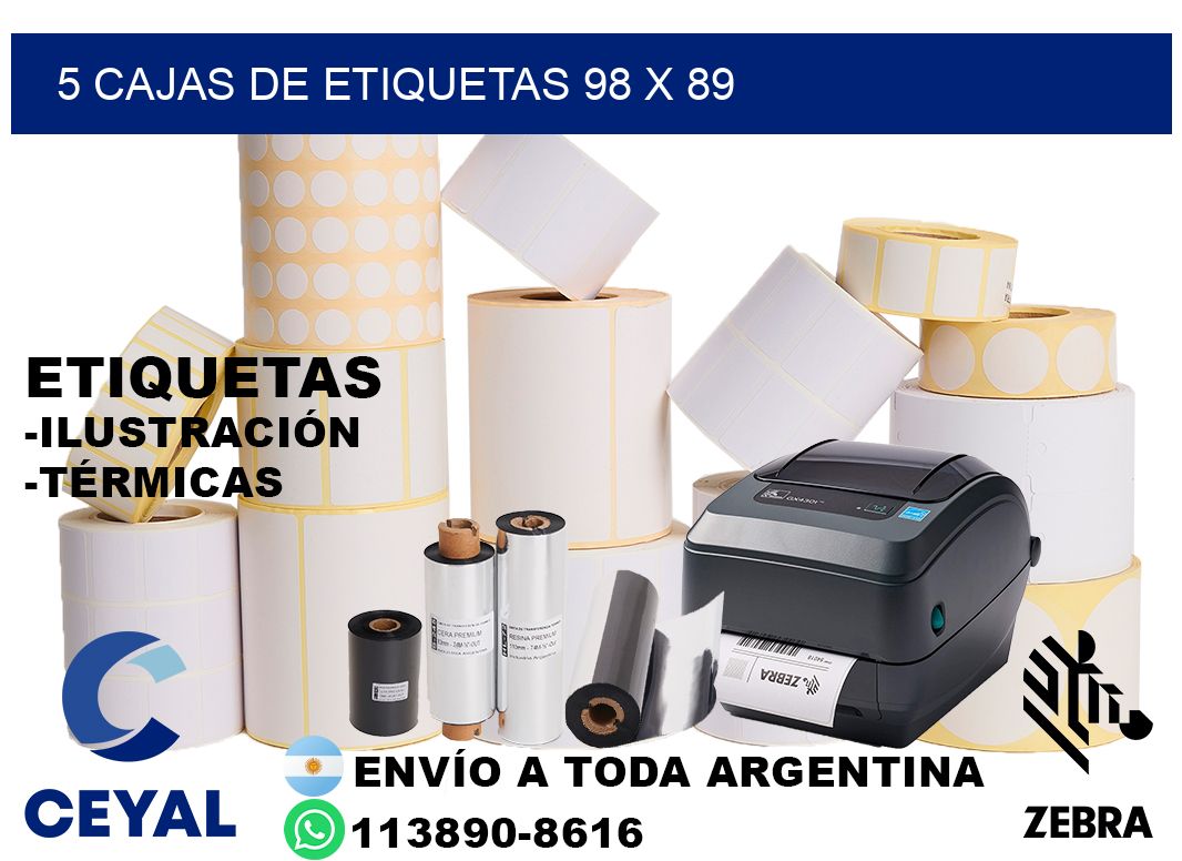 5 cajas de etiquetas 98 x 89