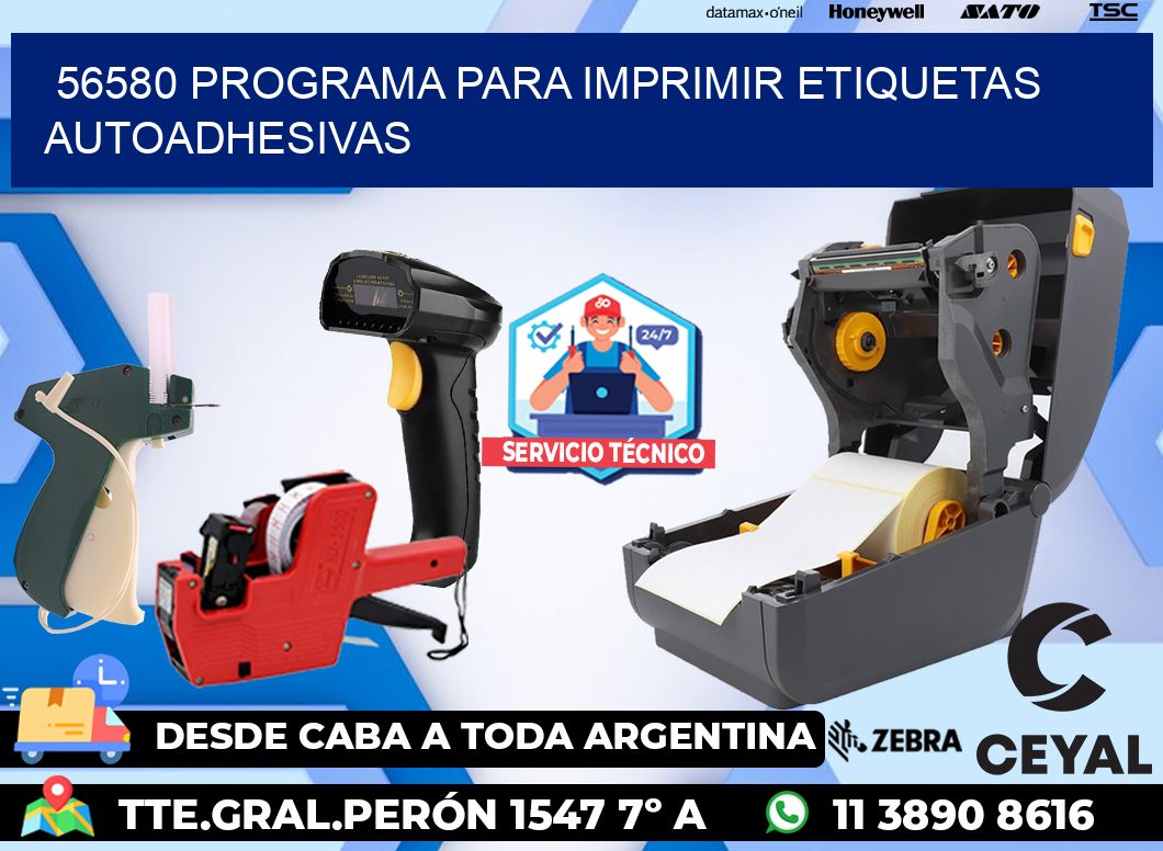 56580 Programa para imprimir etiquetas autoadhesivas
