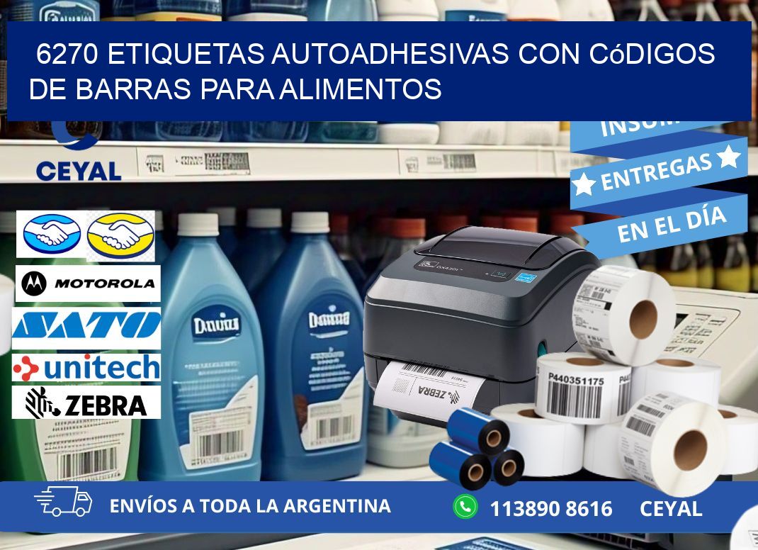 6270 Etiquetas autoadhesivas con códigos de barras para alimentos